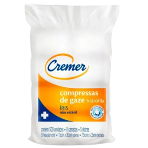 Gaze Iris Não estéril 9 Fios 500 unidades 7,5 x 7,5 cm - Cremer
